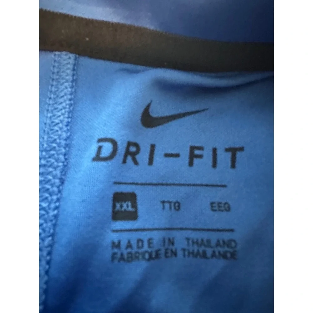 Nike Dri-FIT Mens XXL Blue Striped Short Sleeve Golf Polo Shirt Athletic Top